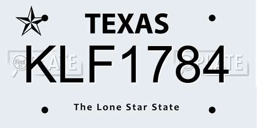 KLF1784 Texas License Plate