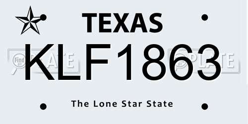 KLF1863 Texas License Plate