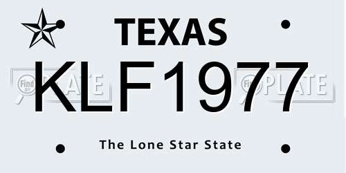 KLF1977 Texas License Plate