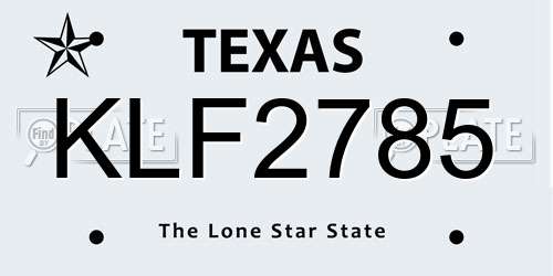 KLF2785 Texas License Plate