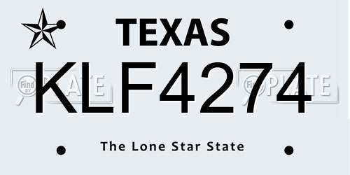 KLF4274 Texas License Plate