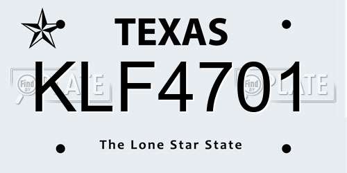 KLF4701 Texas License Plate