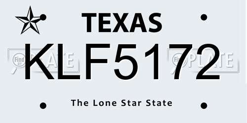 KLF5172 Texas License Plate