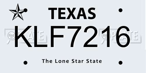 KLF7216 Texas License Plate