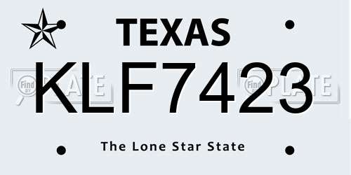 KLF7423 Texas License Plate