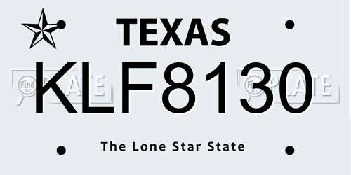 KLF8130 Texas License Plate