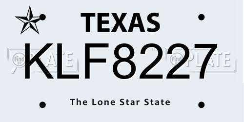 KLF8227 Texas License Plate
