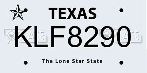 KLF8290 Texas License Plate