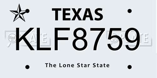 KLF8759 Texas License Plate