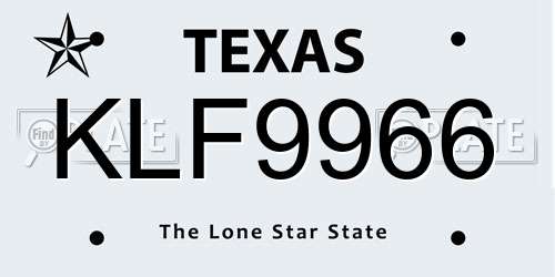 KLF9966 Texas License Plate