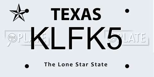 KLFK5 Texas License Plate
