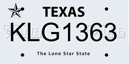 KLG1363 Texas License Plate