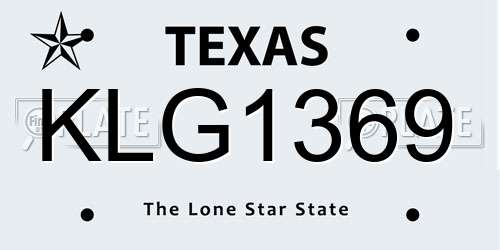KLG1369 Texas License Plate