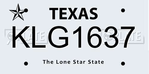 KLG1637 Texas License Plate