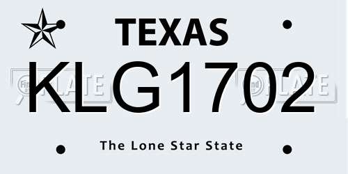 KLG1702 Texas License Plate