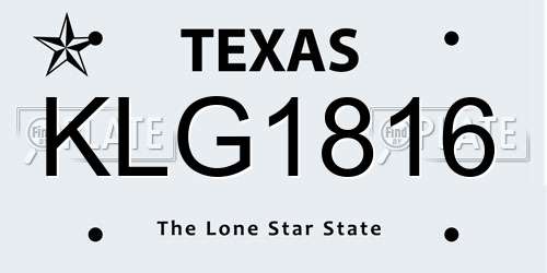KLG1816 Texas License Plate