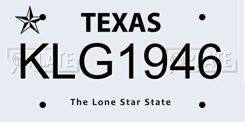 KLG1946 Texas License Plate