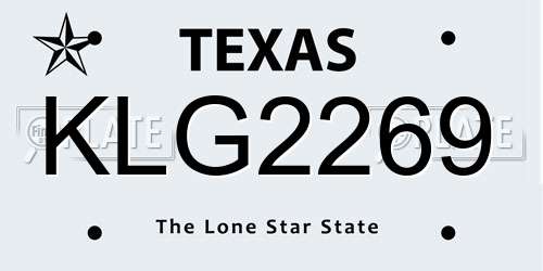 KLG2269 Texas License Plate