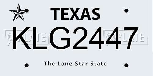 KLG2447 Texas License Plate