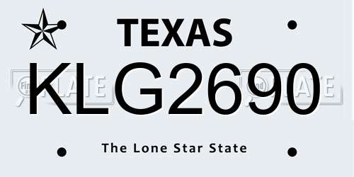 KLG2690 Texas License Plate