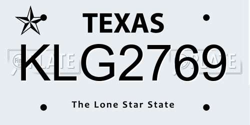 KLG2769 Texas License Plate