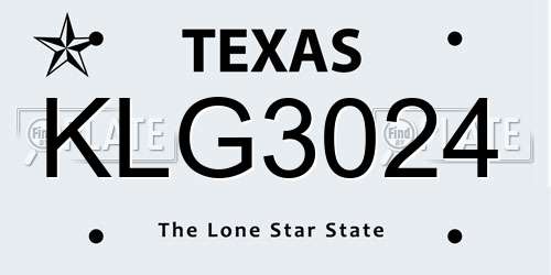 KLG3024 Texas License Plate