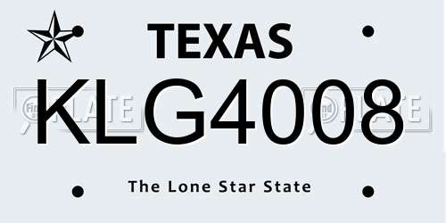 KLG4008 Texas License Plate