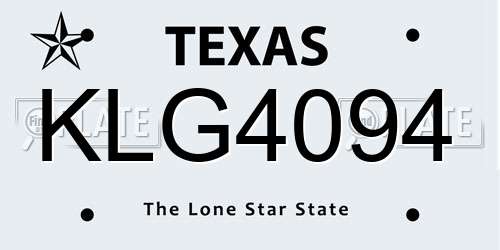 KLG4094 Texas License Plate