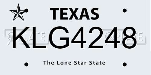 KLG4248 Texas License Plate