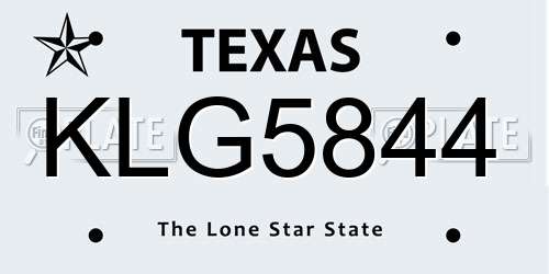 KLG5844 Texas License Plate