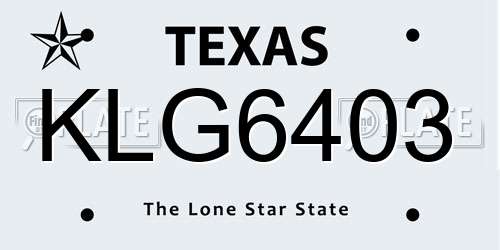 KLG6403 Texas License Plate