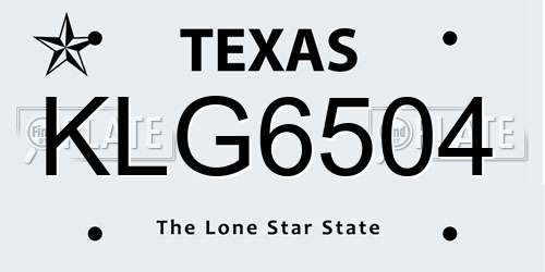 KLG6504 Texas License Plate