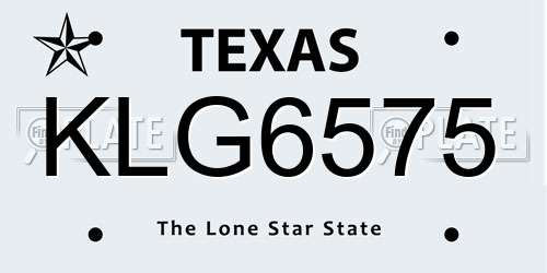 KLG6575 Texas License Plate