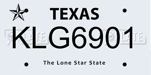 KLG6901 Texas License Plate