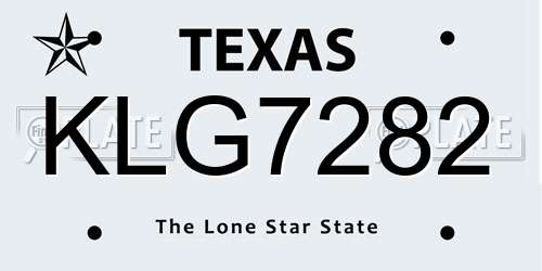 KLG7282 Texas License Plate