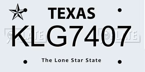 KLG7407 Texas License Plate