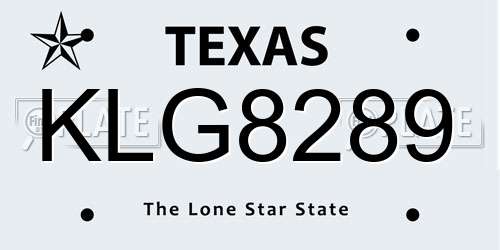 KLG8289 Texas License Plate