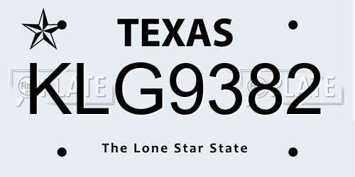 KLG9382 Texas License Plate