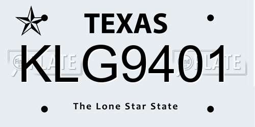KLG9401 Texas License Plate
