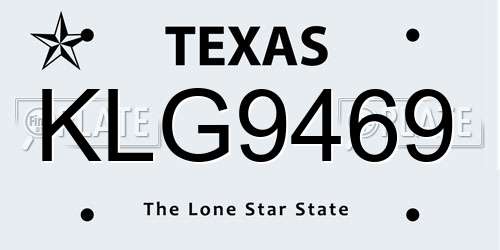 KLG9469 Texas License Plate