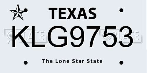 KLG9753 Texas License Plate