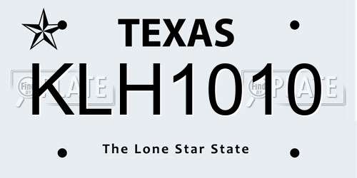KLH1010 Texas License Plate