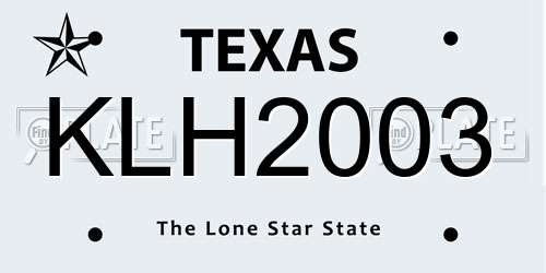 KLH2003 Texas License Plate