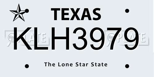 KLH3979 Texas License Plate