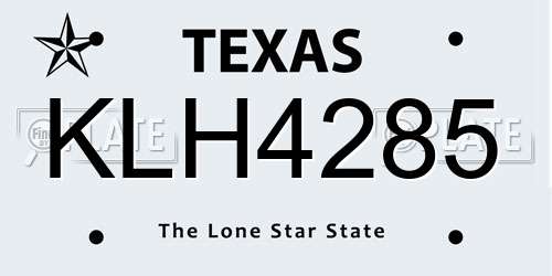 KLH4285 Texas License Plate