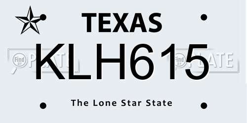 KLH615 Texas License Plate