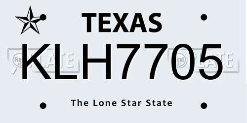 KLH7705 Texas License Plate
