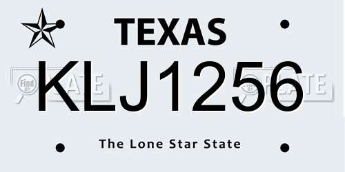KLJ1256 Texas License Plate