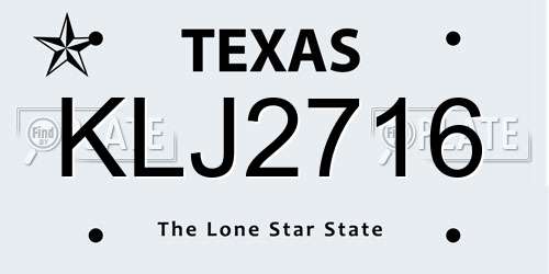 KLJ2716 Texas License Plate