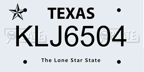 KLJ6504 Texas License Plate